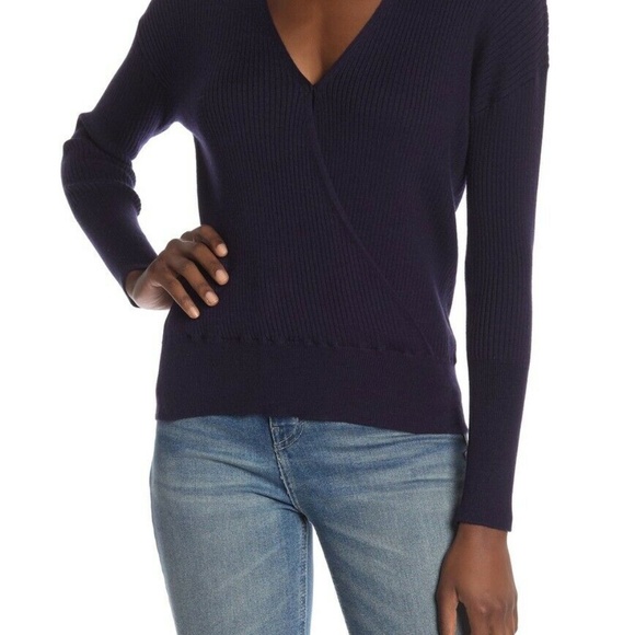 Elodie Sweaters - Elodie Nordstrom Sweater Ribbed Wrap Vneck Size S